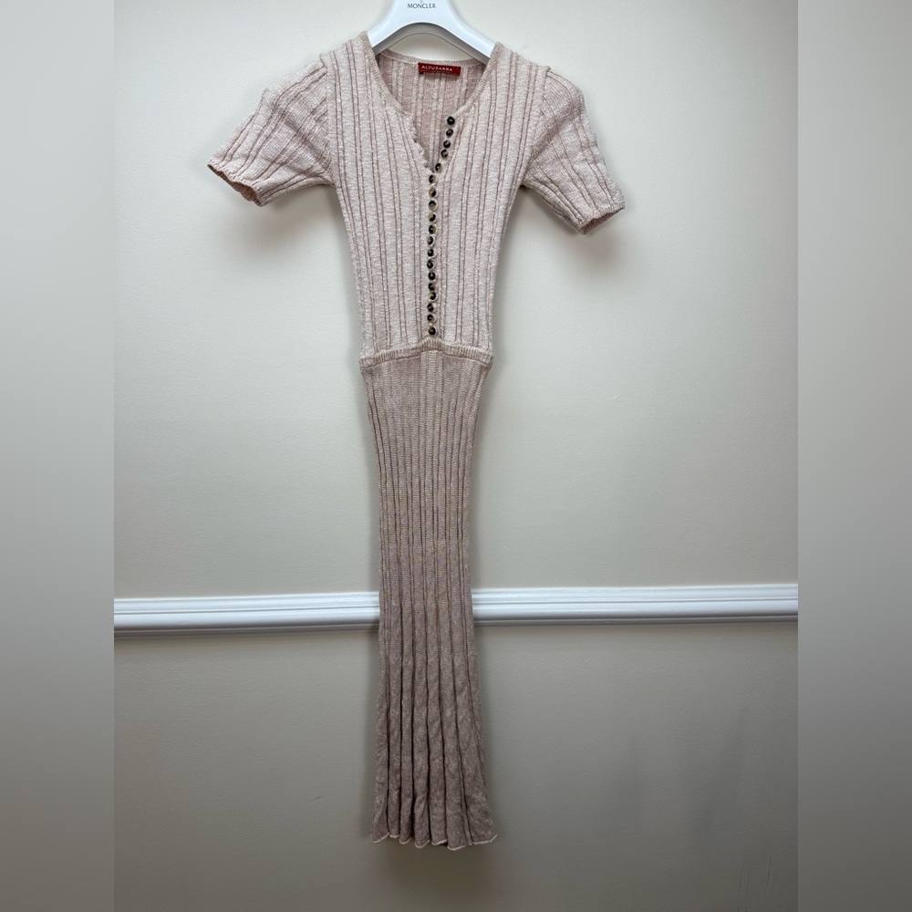 altuzarra knit henley short sleeve sweater dress in mauve Size XS